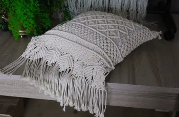 Dekoratyvinis Macrame pagalvę padengti Rankų darbo kremas macrame BOHO pagalvėlė padengti Smėlio spalvos pagalvėlės dangtis Individualų dydį ir spalvas