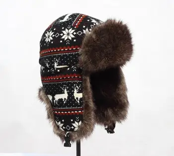 Super šiltas! Rudenį ir žiemą vyrai moterų Nacionalinės tendencija sniego elnias megzta žieminė kepurė su ausų apsaugas bžūp slidinėjimas motociklo skrybėlę
