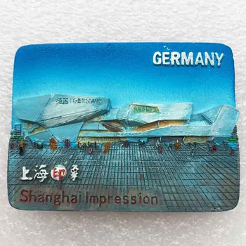 QIQIPP Šanchajus turizmo Atminimo trimatis kraštovaizdžio magnetas šaldytuvas pasta Expo Park vokietijos Paviljonas
