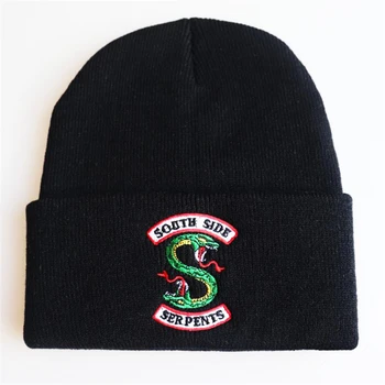 Mados šilta Megzta kepurė hat žiemos Riverdale Pietų Pusėje Žalčių Cosplay Skullies Beanies vyrų moterų Siuvinėjimo skullies