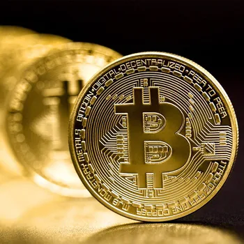 1PC Kūrybos Suvenyrų Auksą, Padengtą Bitcoin Moneta, Kolekcines, Puiki Dovana Tiek Monetos Meno Kolekcija Fizinio Aukso Monetą