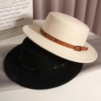 3 prancūzų Diržo Butas Oficialų Vilnos Skrybėlę Merginos Džiazo Top Hat Moterų Šykštus Kraštų Skrybėlės Panama Kepurė Mergina Pajuto, Fedora kepurės Moteris Retro Trilby
