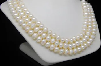 Natūralus 7-8mm AAA+ balta Abacus perlų karoliai 48