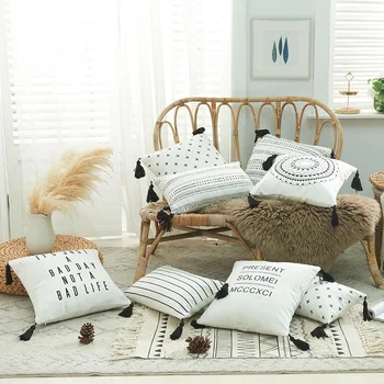 Automobilių sėdynės pagalvėlės, pagalvės medvilnės drobė spausdinimo kutas bohemiškas stilius juosmens užvalkalas be pagalvės core sofos pagalvėlių