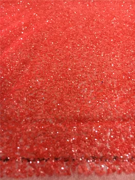 Klasikinis desig n Briht raudona spalva priklijuotas spausdinimo blizgučiai nėrinių audinys, pjovimas / vakarinę suknelę/etapas apdailos JRB-72610