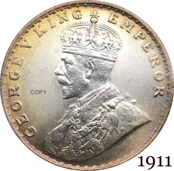 Rytų Indijos Britų 1911 1 Vieno Rupija George V KARALIUS, IMPERATORIUS Cupronickel Padengti Sidabro Monetos Kopija Susiduria Kairėje Karūnuotos Galvos Replika C