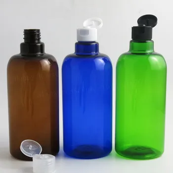12 x 500ml Daugkartiniai Šampūnu PET Buteliai su Flip Top Kepurės Tuščias Mėlyna Žalia Gintaro Plastiko Kremas Losjonai Pakavimo Talpyklos