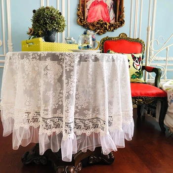 Prabanga Sielovados nėrinių staltiesė Amerikietiško stiliaus kavos Apskritojo stalo medžiaga vestuvių dekoratyvinis dangtelis staltiesė Valgomojo stalo dangtis